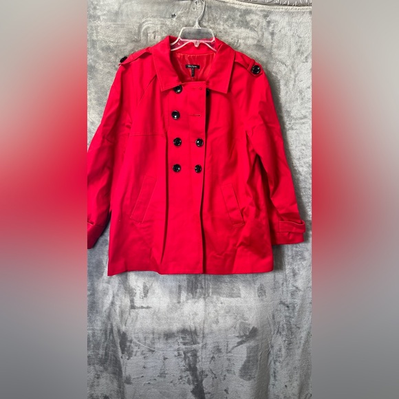 Daisy Fuentes Jackets & Blazers - Daisy Fuentes Vibrant Red Double-Breasted Pea Coat